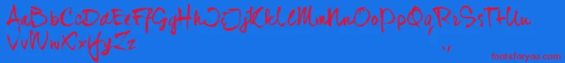 Djhtrial Font – Red Fonts on Blue Background