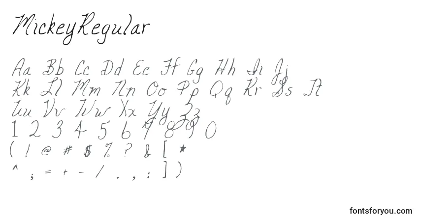 Schriftart MickeyRegular – Alphabet, Zahlen, spezielle Symbole