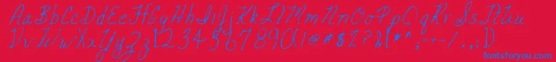 MickeyRegular-Schriftart – Blaue Schriften auf rotem Hintergrund