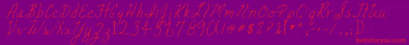 Fonte MickeyRegular – fontes vermelhas em um fundo violeta