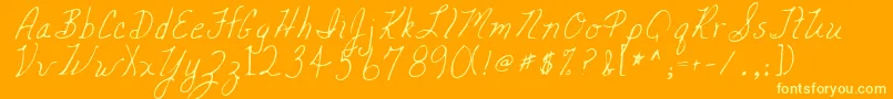 MickeyRegular-Schriftart – Gelbe Schriften auf orangefarbenem Hintergrund