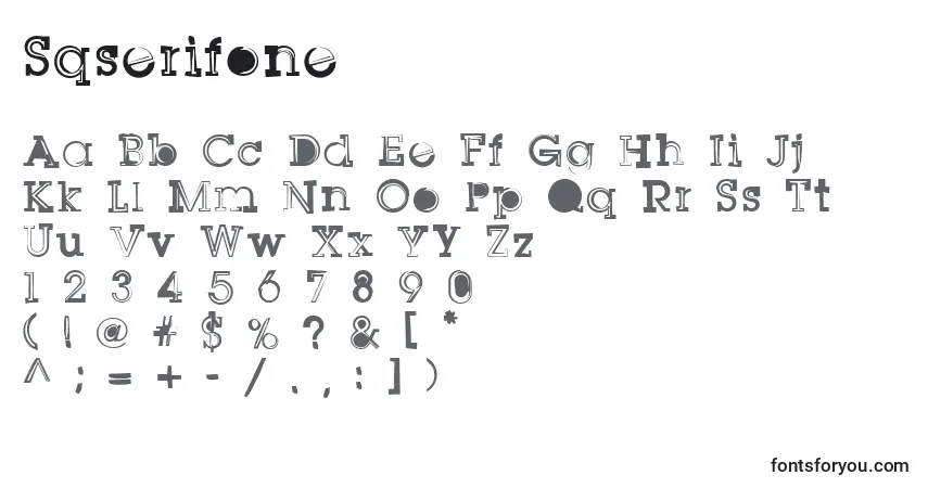 Czcionka Sqserifone – alfabet, cyfry, specjalne znaki