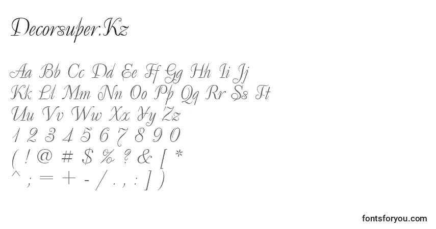 Czcionka Decorsuper.Kz – alfabet, cyfry, specjalne znaki
