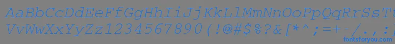 フォントCouriermcyOblique – 灰色の背景に青い文字