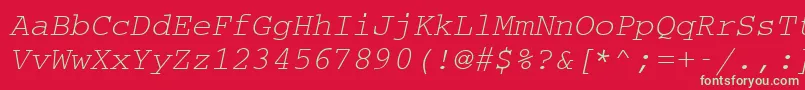 フォントCouriermcyOblique – 赤い背景に緑の文字