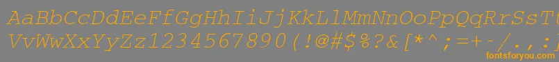 フォントCouriermcyOblique – オレンジの文字は灰色の背景にあります。