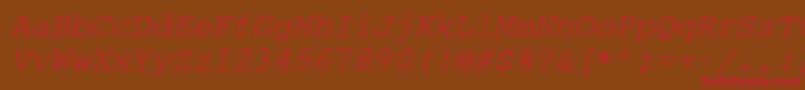 フォントCouriermcyOblique – 赤い文字が茶色の背景にあります。