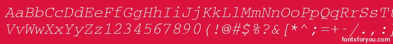 フォントCouriermcyOblique – 赤い背景に白い文字