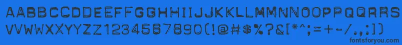 PftapeomaticLowPressure-Schriftart – Schwarze Schriften auf blauem Hintergrund
