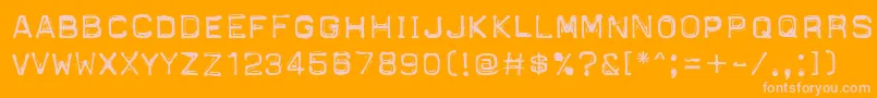 PftapeomaticLowPressure-Schriftart – Rosa Schriften auf orangefarbenem Hintergrund
