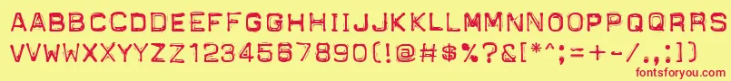 PftapeomaticLowPressure Font – Red Fonts on Yellow Background