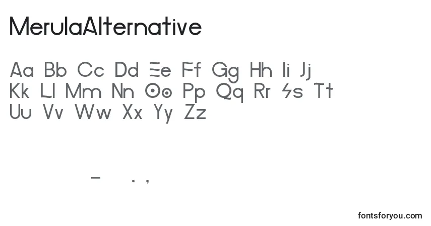 Шрифт MerulaAlternative – алфавит, цифры, специальные символы
