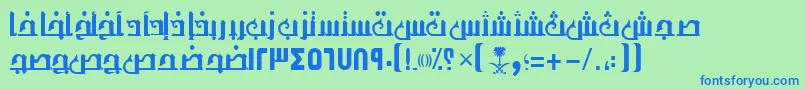 フォントAymThghr1SUNormal. – 青い文字は緑の背景です。