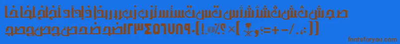 フォントAymThghr1SUNormal. – 茶色の文字が青い背景にあります。