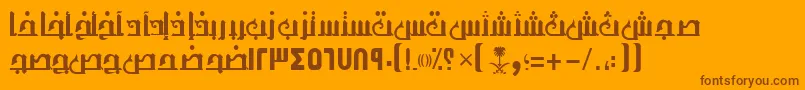 フォントAymThghr1SUNormal. – オレンジの背景に茶色のフォント