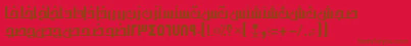 フォントAymThghr1SUNormal. – 赤い背景に茶色の文字