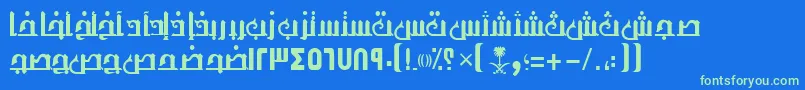 Fonte AymThghr1SUNormal. – fontes verdes em um fundo azul