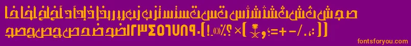 フォントAymThghr1SUNormal. – 紫色の背景にオレンジのフォント