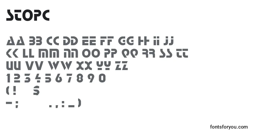 Schriftart Stopc – Alphabet, Zahlen, spezielle Symbole