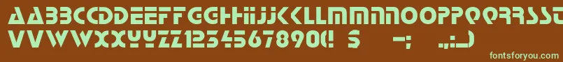 フォントStopc – 緑色の文字が茶色の背景にあります。
