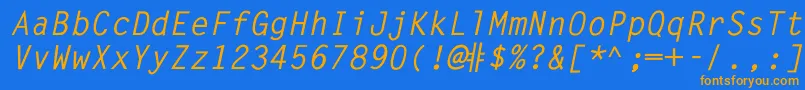 WordGothic-Schriftart – Orangefarbene Schriften auf blauem Hintergrund
