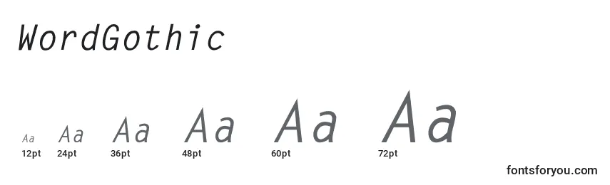 WordGothic Font Sizes