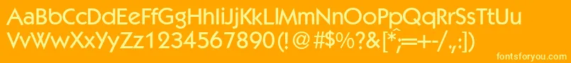 Saiba mais sobre a fonte K792GeometricalMediumRegular Fonte K792GeometricalMediumRegular – fontes amarelas em um fundo laranja