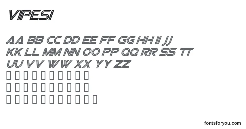 Шрифт Vipesi – алфавит, цифры, специальные символы