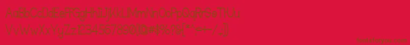 TechnicallyInsaneNarrow-Schriftart – Braune Schriften auf rotem Hintergrund