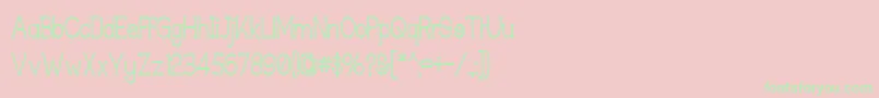 フォントTechnicallyInsaneNarrow – ピンクの背景に緑の文字