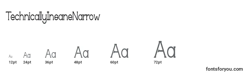 TechnicallyInsaneNarrow Font Sizes