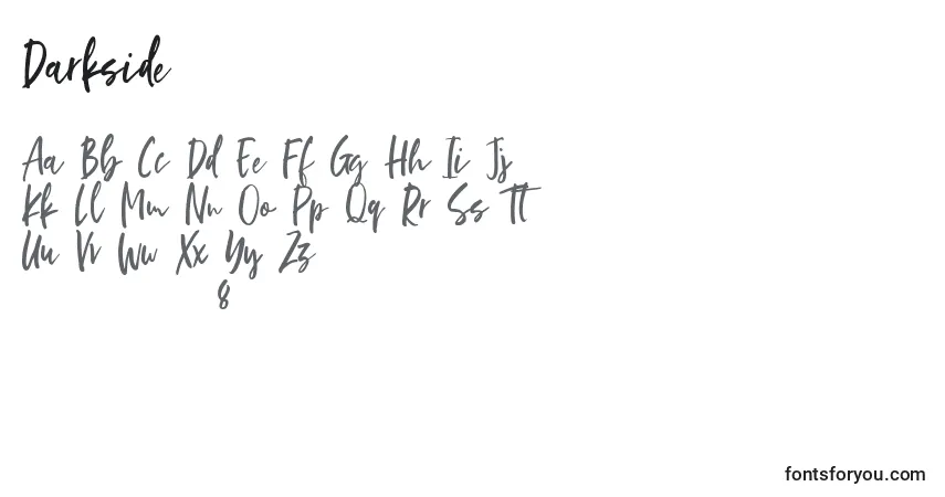 Czcionka Darkside – alfabet, cyfry, specjalne znaki