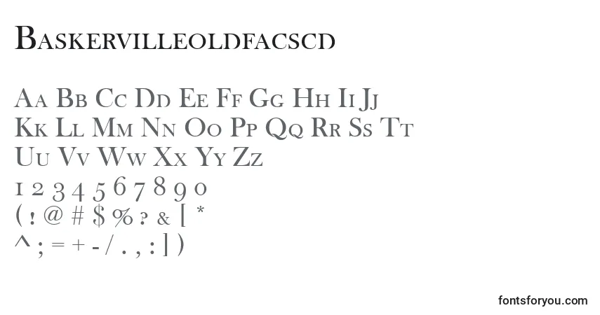 A fonte Baskervilleoldfacscd – alfabeto, números, caracteres especiais
