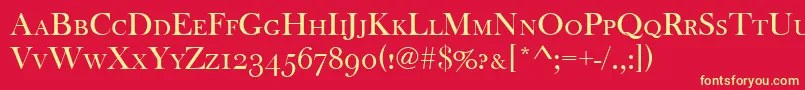 Baskervilleoldfacscd Font – Yellow Fonts on Red Background