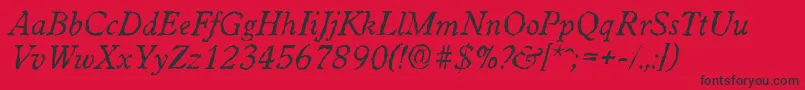 Fonte WorcesterrandomItalic – fontes pretas em um fundo vermelho