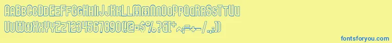 フォントElbarisOutline – 青い文字が黄色の背景にあります。
