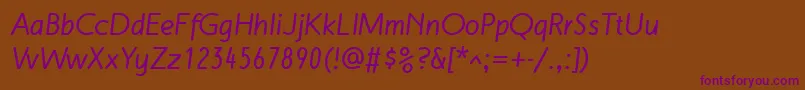 MalvernLfBoldItalic Font – Purple Fonts on Brown Background