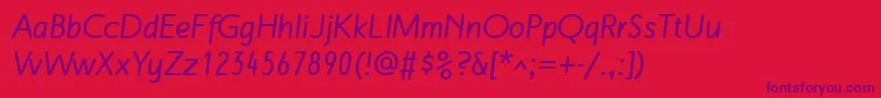 MalvernLfBoldItalic Font – Purple Fonts on Red Background