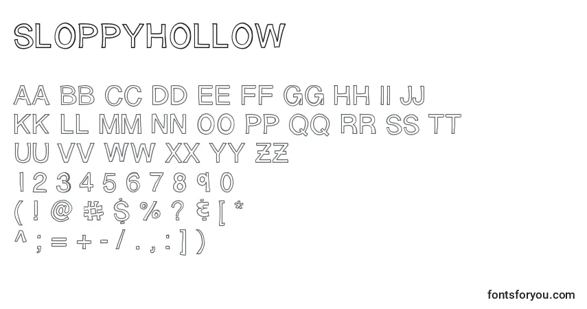 A fonte Sloppyhollow – alfabeto, números, caracteres especiais
