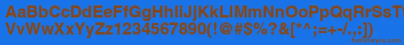 フォントAghelvB – 茶色の文字が青い背景にあります。