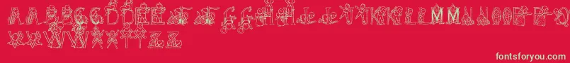 Fonte HffKidsStuff – fontes verdes em um fundo vermelho