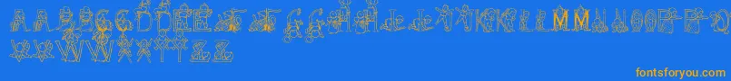 HffKidsStuff-Schriftart – Orangefarbene Schriften auf blauem Hintergrund