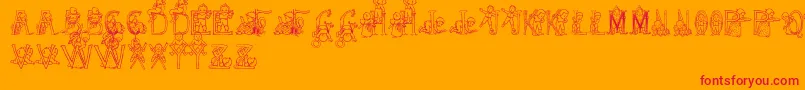 HffKidsStuff-Schriftart – Rote Schriften auf orangefarbenem Hintergrund