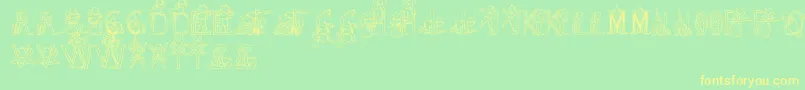 HffKidsStuff Font – Yellow Fonts on Green Background