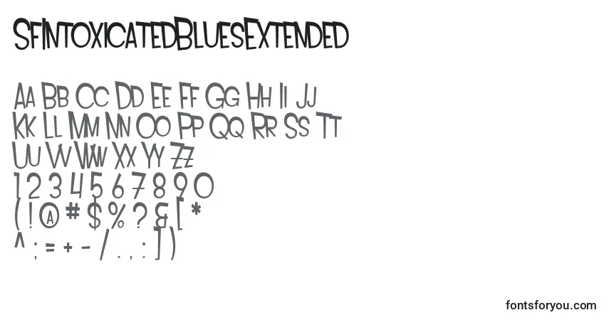 Шрифт SfIntoxicatedBluesExtended – алфавит, цифры, специальные символы