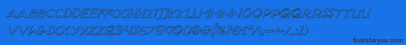 HadriaticShadowItalic-Schriftart – Schwarze Schriften auf blauem Hintergrund