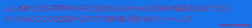 HadriaticShadowItalic-Schriftart – Rote Schriften auf blauem Hintergrund