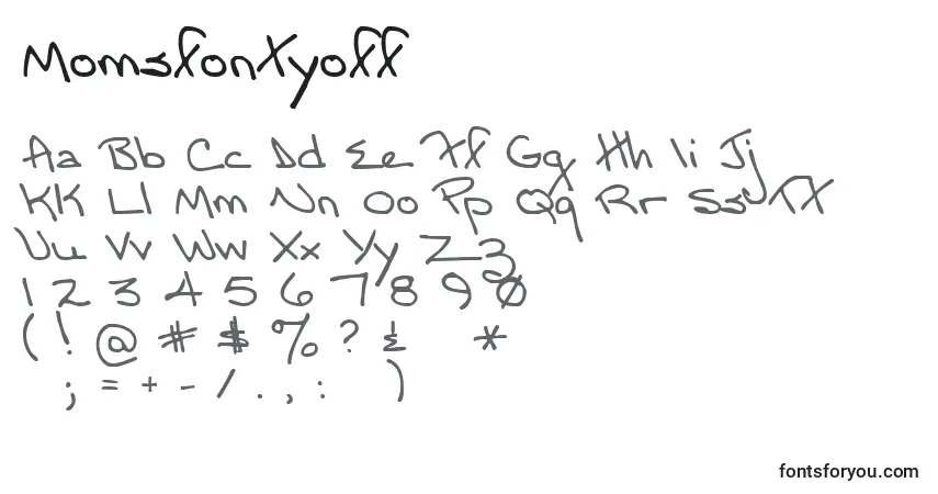 Schriftart Momsfontyoff (103107) – Alphabet, Zahlen, spezielle Symbole