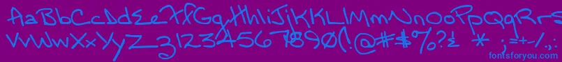 Momsfontyoff-Schriftart – Blaue Schriften auf violettem Hintergrund