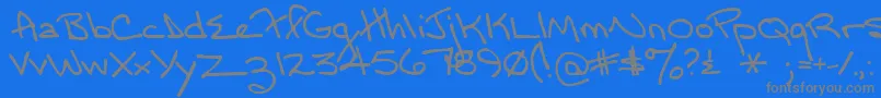 Momsfontyoff-Schriftart – Graue Schriften auf blauem Hintergrund